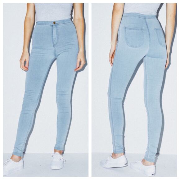 American Apparel Denim - American Apparel Denim The Easy Jean Light Blue Wash Stretch High Waist sz Small